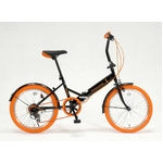 20インチ折畳自転車カラータイヤモデル 外装6段変速付 ブラック×オレンジ GFD-206TOR