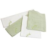 パイル枕カバー Mサイズ4枚セット Aセット／(刺繍)ホワイト2枚、グリーン2枚