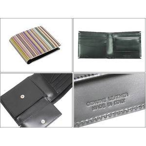 Paul Smith（ポールスミス） イタリア製 小銭入れ付き 2つ折財布 定番マルチカラー ABXA/1033/1500 第2画像