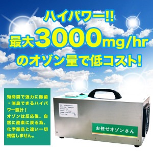 オゾン発生装置/オゾン生成器 【ハイパワー最大3000mg/hr】 コンパクト/軽量 〔除菌/消臭/ウイルス対策〕