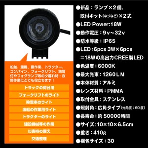 2個set☆LEDワークライト☆マリンデッ☆10W☆丸型☆カブ
