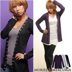 MURIEL&MERCURIA(マリエルアンドマキュリア)スタッズ付ニットソーカーディガングレーM