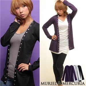 MURIEL&MERCURIA(マリエルアンドマキュリア)スタッズ付ニットソーカーディガンパープルM