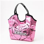 kitson(キットソン) スパンコールバッグ リボンプリント SEQUIN BOW TOTE Pink×Black