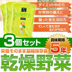 栄養そのまま凝縮保存食「乾燥野菜」（1袋：10ｇ×10袋）【3個セット】