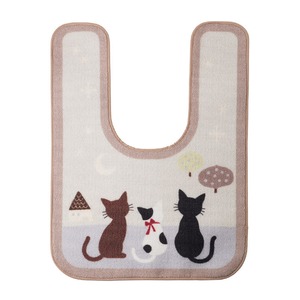 トイレマット　スリーキャットムーン　60&times;80cm　グレー