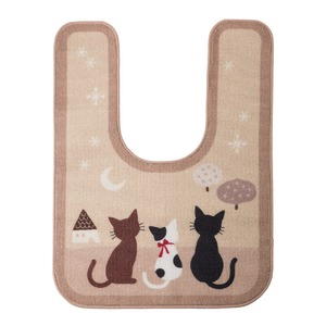 トイレマット　スリーキャットムーン　60&times;80cm　ベージュ