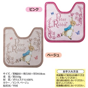 ピーターラビット　シェニールトイレマット60&times;60cm　ピンク
