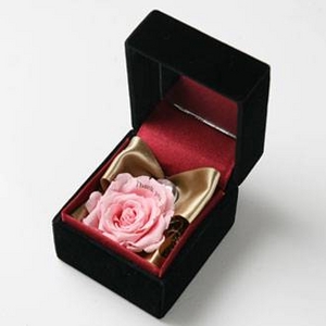 メッセージ・プリザーブド★プチローザ（黒色BOX)★"Happy Wedding"  