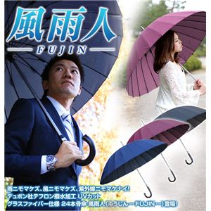 風雨人(FUJIN) グラスファイバー仕様 24本骨傘 ネイビー