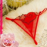 ランジェリー ハート柄刺繍シースルーランジェリー3点セット・レッド/コスプレ/コスチューム