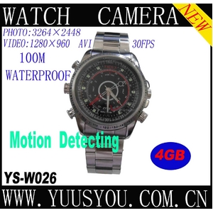 腕時計型ビデオカメラ HD Pixel[1280×960] 4Gメモリ内蔵　800万画素 100M防水