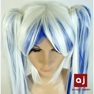 耐熱高級繊維 コスプレに欠かせないカラーウィッグ COSPLAY T メッシュブルーホワイト