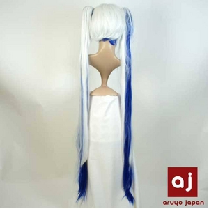 耐熱高級繊維 コスプレに欠かせないカラーウィッグ COSPLAY T メッシュブルーホワイト