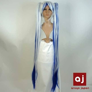 耐熱高級繊維 コスプレに欠かせないカラーウィッグ COSPLAY T メッシュブルーホワイト