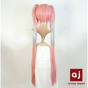 耐熱高級繊維 コスプレに欠かせないカラーウィッグ COSPLAY T メッシュピンクブルー