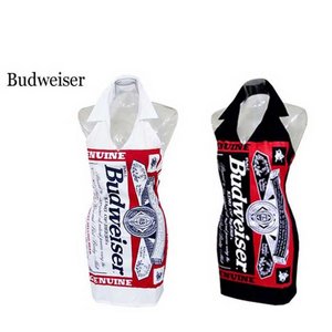  Budweiser　Ｖネック襟付ワンピース【Ｍ】ブラック