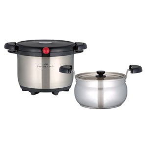 Thermos(サーモス) 【IH対応】 真空保温調理器 20cm浅型 ステンレスブラックTHERMOS シャトルシェフ KBA-3001-SBK