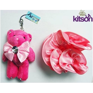 KITSON(キットソン) クマ キーホルダー 携帯ストラップ&シュシュ セット ピンク