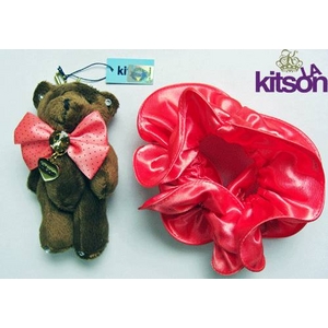 KITSON(キットソン) クマ キーホルダー 携帯ストラップ&シュシュ セット ブラウン×ピーチ