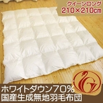 ニューゴールドラベル付ホワイトダウン70% 国産生成無地羽毛布団 クイーン ロング