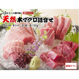 【三崎恵水産】天然本マグロ詰合せセット　（大トロ・中トロ・赤身　各100ｇ、醤油・わさび付）