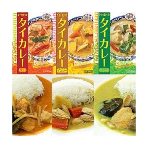 タイの台所・タイで食べたタイカレー3種類6食お試しセット（グリーンカレー、レッドカレー、イエローカレー、各2食）レトルトカレー