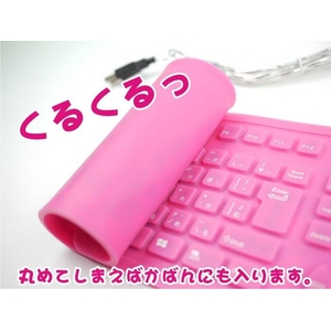 【電丸】姫系ピンク色の日本語USBソフトキーボード+マウスSET