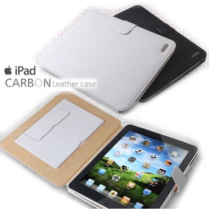 iPAD Carbon Leather Case●本革●*スタンド付き!!*