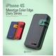 iPHONE4^4S Masstige Italian PU Color Edge Diary J[hP[Xt Real Black