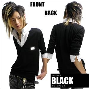 Luxury Black(ラグジュアリーブラック) メタルプレートレイヤードニットボタンダウンシャツ BLK(ブラック) Lサイズ