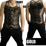 Luxury Black（ラグジュアリーブラック） クロコUネックタンクトップ ゴールド Mサイズ