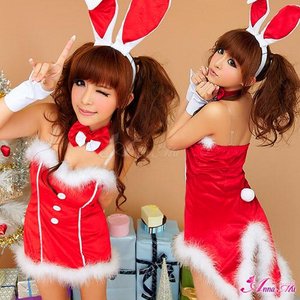 【クリスマスコスプレ】タキシード風サンタバニーコスチューム5点セット/コスプレ/コスチューム/衣装/c371