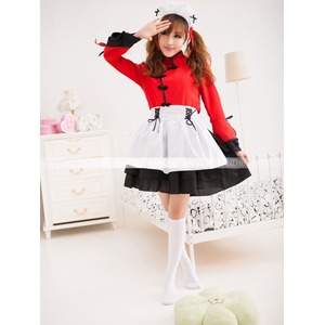 【メイド服/チャイナドレスと姫ドレス完璧に結び付く/チャイナドレス/ハロウィン/クリスマス/イベント/仮装/舞台/パーティ/コスプレ/コスチューム/衣装】5425 赤