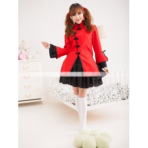 【メイド服/チャイナドレスと姫ドレス完璧に結び付く/チャイナドレス/ハロウィン/クリスマス/イベント/仮装/舞台/パーティ/コスプレ/コスチューム/衣装】5425 赤