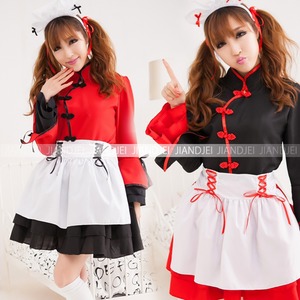 【メイド服/チャイナドレスと姫ドレス完璧に結び付く/チャイナドレス/ハロウィン/クリスマス/イベント/仮装/舞台/パーティ/コスプレ/コスチューム/衣装】5425 赤