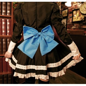 【メイド服/青い帯付4点セット家政婦/ハロウィン/クリスマス/イベント/仮装/舞台/パーティ/コスプレ/コスチューム/衣装】5426
