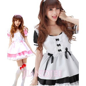 【心地良いパンツ付/五つリボンSEXYメイド服/喫茶店/家政婦/萌えメイド/メイド服/ハロウィン/クリスマス/イベント/仮装/舞台/パーティ/コスプレ/コスチューム/衣装】5416 ピンク