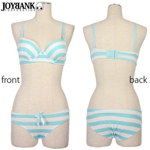 マリンボーダーブラ＆ショーツセット【ブラショーツセット/ナイトウェア/下着/ランジェリー/コスプレ】07000232 ミントブルーS