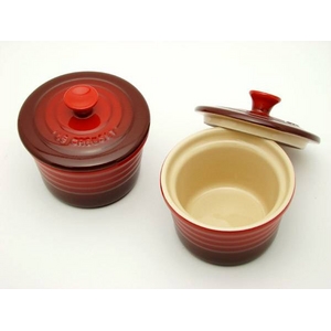 Le Creuset　ル・クルーゼ　ラムカンS フタ付き ペアセット チェリーレッド