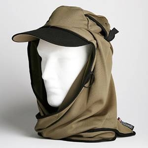 日焼け防止・UVカットする帽子、紫外線保護指数UPF50+【フリルネックU.T.E. ポリエステルマイクロメッシュ】(オリーブ)