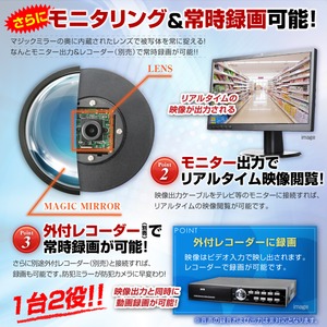 【レンズ搭載防犯ミラー】【監視カメラ】【強力暗視補正】 防犯ミラー型カメラ オンロード (OL-026) 外部出力 外付録画装置 24時間常時録画対応