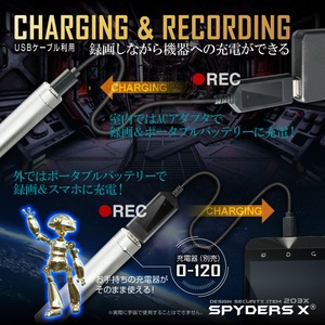 【防犯用】【超小型カメラ】【小型ビデオカメラ】 USBケーブル型カメラ スパイカメラ スパイダーズX  (M-942B) ブラック オート録画 32GB内蔵