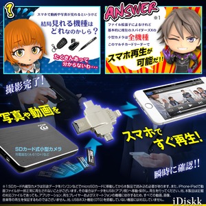 【iPhone】【iPad】【Android】 スマホ対応 カードリーダー Lightning ライトニング USB microUSB Type-C microSDカード 128GB 4 in 1 マルチカードリーダー (R002) 