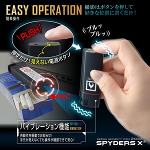 【防犯用】【超小型カメラ】【小型ビデオカメラ】ライター型 スパイカメラ スパイダーズX (A-540B) ブラック 1080P 電熱コイル式 バイブレーション 