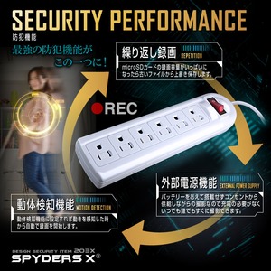 【防犯用】【超小型カメラ】【小型ビデオカメラ】 電源タップ型カメラ スパイカメラ スパイダーズX (M-941&alpha;) 1080P 簡単操作 動体検知 32GB内蔵 