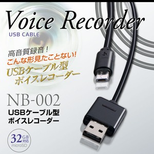 【防犯用】【小型ボイスレコーダー】USBケーブル型ボイスレコーダー スパイダーズX (NB-002) 簡単操作 32GB対応
