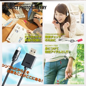 【防犯用】【小型ボイスレコーダー】USBケーブル型ボイスレコーダー スパイダーズX (NB-002) 簡単操作 32GB対応