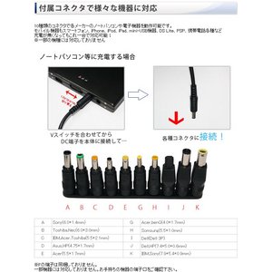 【POWER BANK】 大容量16000mAh マルチモバイル充電器 オプションコネクタ付 PW-MP16000