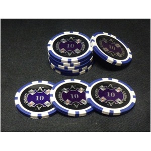 Ｑｕａｔｔｒｏ　Ａｓｓｉ（クアトロ・アッシー）ポーカーチップ（10）青　＜２５枚セット＞